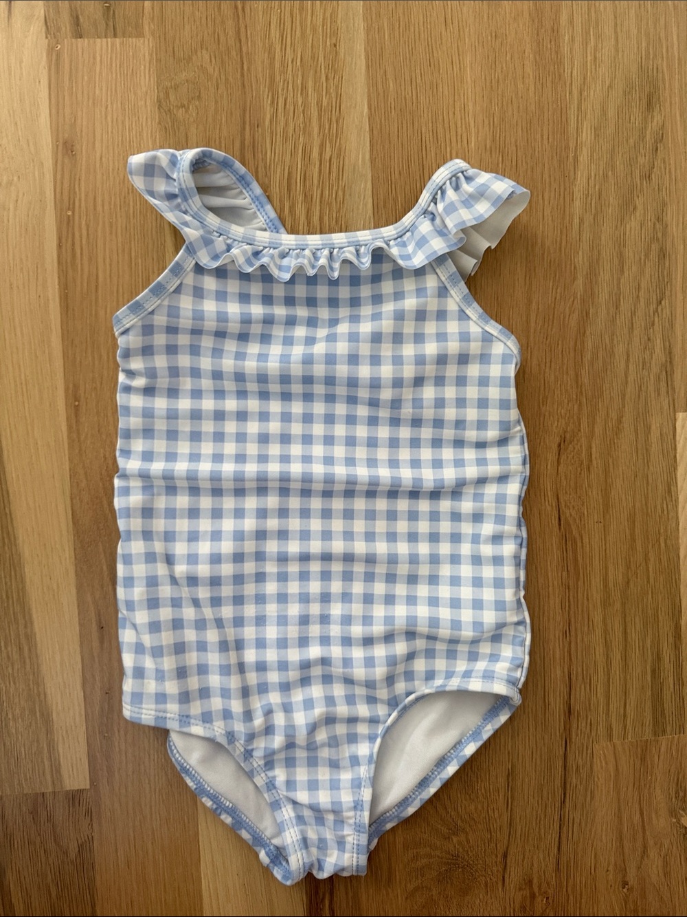 Carter's Light Blue Gingham Ruffle One-Piece Swimsuit